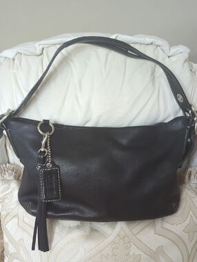 Vintage Coach East West Legacy Classic Black Leather Shoulder Bag